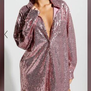 NWT Oversized Shirt Dress in Lilac Sequin